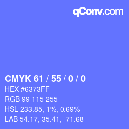 Color code: CMYK 61 / 55 / 0 / 0 | qconv.com