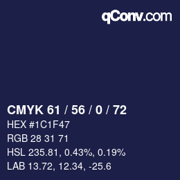 カラーコード: CMYK 61 / 56 / 0 / 72 | qconv.com
