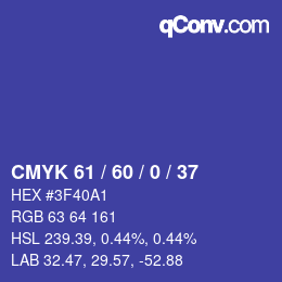 カラーコード: CMYK 61 / 60 / 0 / 37 | qconv.com
