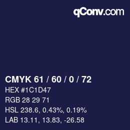 カラーコード: CMYK 61 / 60 / 0 / 72 | qconv.com