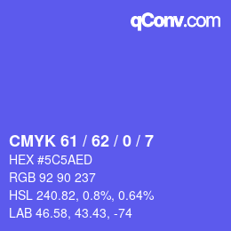 Código de color: CMYK 61 / 62 / 0 / 7 | qconv.com