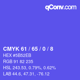 カラーコード: CMYK 61 / 65 / 0 / 8 | qconv.com