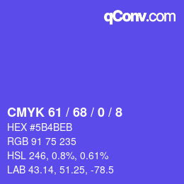 颜色代码: CMYK 61 / 68 / 0 / 8 | qconv.com