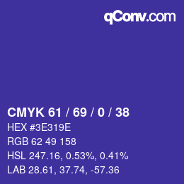 Color code: CMYK 61 / 69 / 0 / 38 | qconv.com