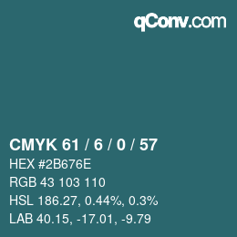 Color code: CMYK 61 / 6 / 0 / 57 | qconv.com