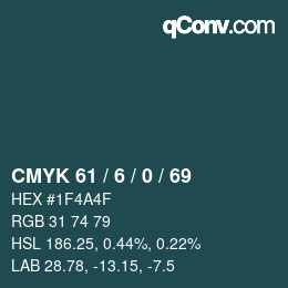 カラーコード: CMYK 61 / 6 / 0 / 69 | qconv.com