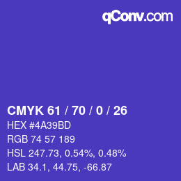 Código de color: CMYK 61 / 70 / 0 / 26 | qconv.com
