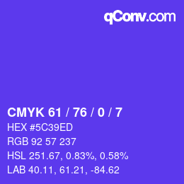Color code: CMYK 61 / 76 / 0 / 7 | qconv.com