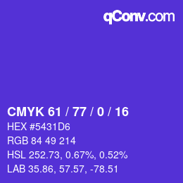 颜色代码: CMYK 61 / 77 / 0 / 16 | qconv.com