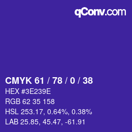 Color code: CMYK 61 / 78 / 0 / 38 | qconv.com