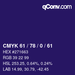 颜色代码: CMYK 61 / 78 / 0 / 61 | qconv.com