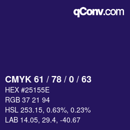 Color code: CMYK 61 / 78 / 0 / 63 | qconv.com