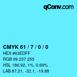 カラーコード: CMYK 61 / 7 / 0 / 0 | qconv.com