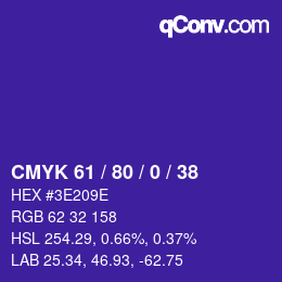 カラーコード: CMYK 61 / 80 / 0 / 38 | qconv.com