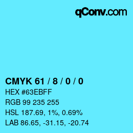 カラーコード: CMYK 61 / 8 / 0 / 0 | qconv.com