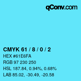カラーコード: CMYK 61 / 8 / 0 / 2 | qconv.com