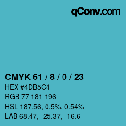 颜色代码: CMYK 61 / 8 / 0 / 23 | qconv.com