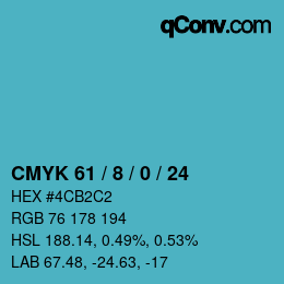 カラーコード: CMYK 61 / 8 / 0 / 24 | qconv.com