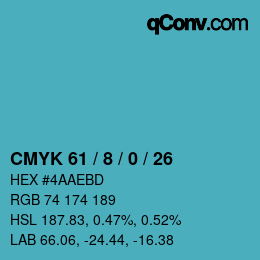 カラーコード: CMYK 61 / 8 / 0 / 26 | qconv.com