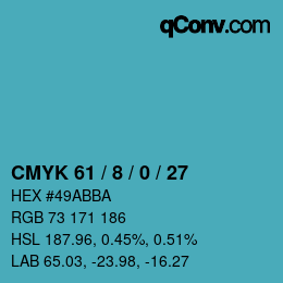 Color code: CMYK 61 / 8 / 0 / 27 | qconv.com