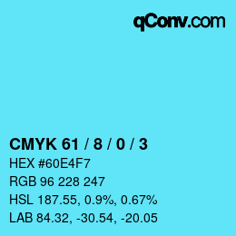 カラーコード: CMYK 61 / 8 / 0 / 3 | qconv.com