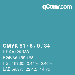 Color code: CMYK 61 / 8 / 0 / 34 | qconv.com
