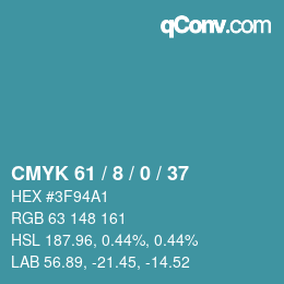 カラーコード: CMYK 61 / 8 / 0 / 37 | qconv.com