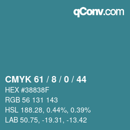 Color code: CMYK 61 / 8 / 0 / 44 | qconv.com