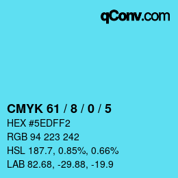 Color code: CMYK 61 / 8 / 0 / 5 | qconv.com