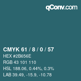 カラーコード: CMYK 61 / 8 / 0 / 57 | qconv.com