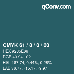 カラーコード: CMYK 61 / 8 / 0 / 60 | qconv.com