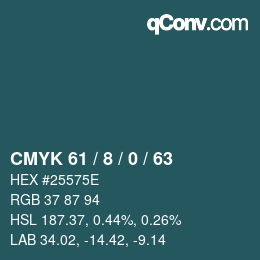 颜色代码: CMYK 61 / 8 / 0 / 63 | qconv.com