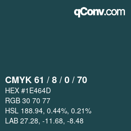 カラーコード: CMYK 61 / 8 / 0 / 70 | qconv.com