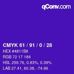 颜色代码: CMYK 61 / 91 / 0 / 28 | qconv.com