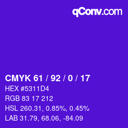 颜色代码: CMYK 61 / 92 / 0 / 17 | qconv.com