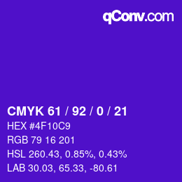 颜色代码: CMYK 61 / 92 / 0 / 21 | qconv.com