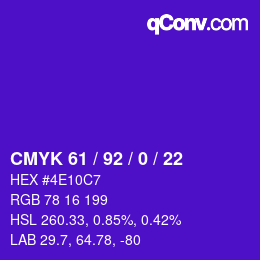 Color code: CMYK 61 / 92 / 0 / 22 | qconv.com