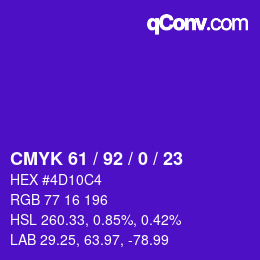 Color code: CMYK 61 / 92 / 0 / 23 | qconv.com