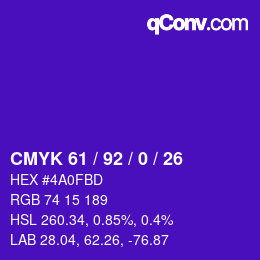 Color code: CMYK 61 / 92 / 0 / 26 | qconv.com