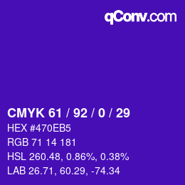 Color code: CMYK 61 / 92 / 0 / 29 | qconv.com