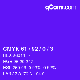 カラーコード: CMYK 61 / 92 / 0 / 3 | qconv.com