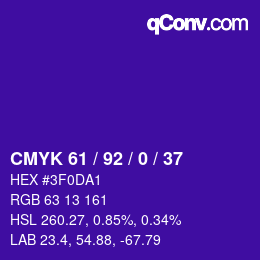 カラーコード: CMYK 61 / 92 / 0 / 37 | qconv.com