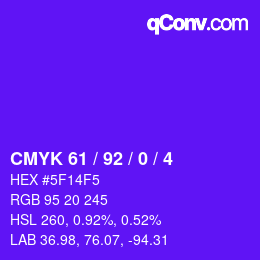 カラーコード: CMYK 61 / 92 / 0 / 4 | qconv.com