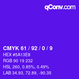 カラーコード: CMYK 61 / 92 / 0 / 9 | qconv.com