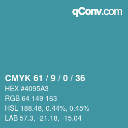 颜色代码: CMYK 61 / 9 / 0 / 36 | qconv.com