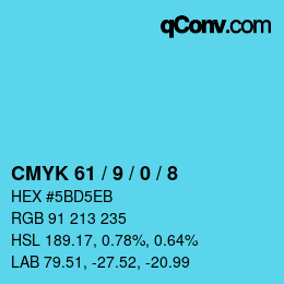 颜色代码: CMYK 61 / 9 / 0 / 8 | qconv.com