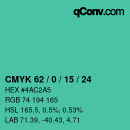 Farbcode: CMYK 62 / 0 / 15 / 24 | qconv.com