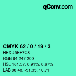 Farbcode: CMYK 62 / 0 / 19 / 3 | qconv.com