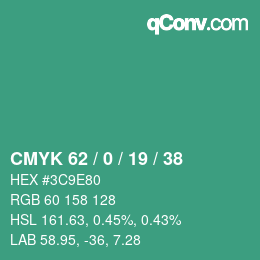 Farbcode: CMYK 62 / 0 / 19 / 38 | qconv.com