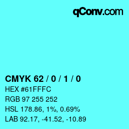 Color code: CMYK 62 / 0 / 1 / 0 | qconv.com